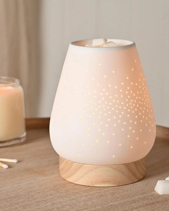 White Ceramic Loire Wax Melt & Oil Electric Burner - Starburst - Wax Melt BurnersWax Melt Burners - Lulu Loves Home