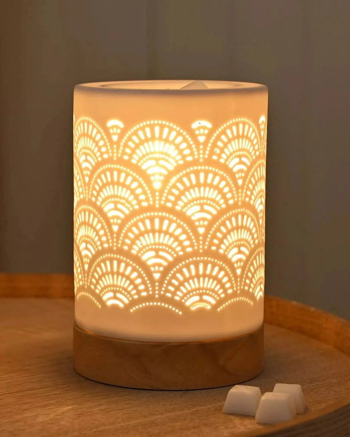 White Ceramic Loire Wax Melt & Oil Electric Burner - White Lace