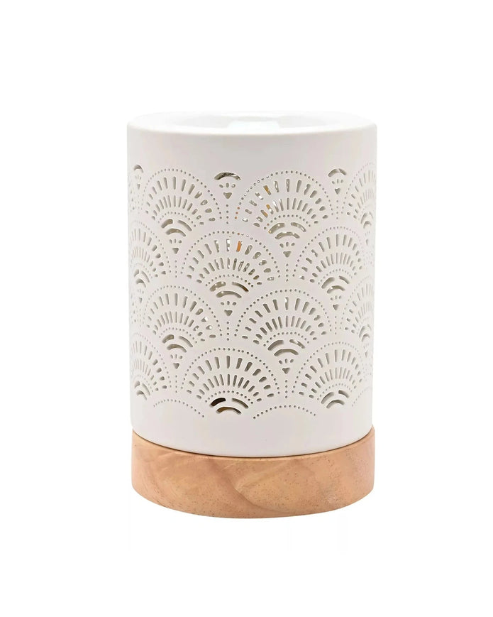White Ceramic Loire Wax Melt & Oil Electric Burner - White Lace