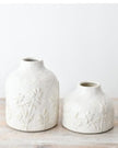 White Ceramic Pippa Embossed Floral Vase