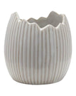 White Ceramic Ribbed Egg Plant Pots - Set Of Two - Lulu Loves Home Lulu Loves Home 