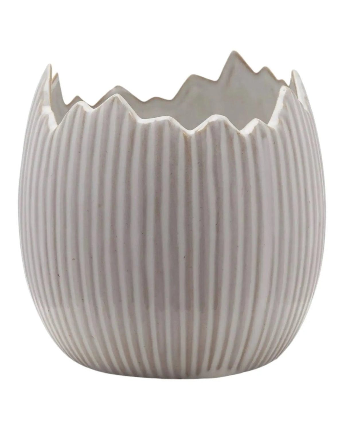 White Ceramic Ribbed Egg Plant Pots - Set Of Two - Lulu Loves Home Lulu Loves Home 