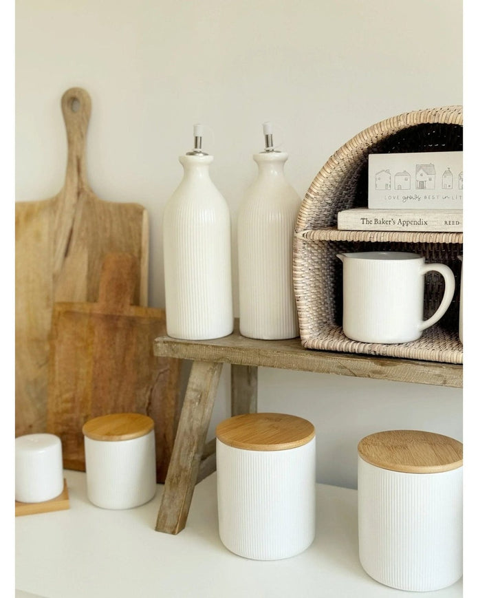White Ceramic Ribbed Small Jug - Kitchen & DiningKitchen & Dining - Lulu Loves Home