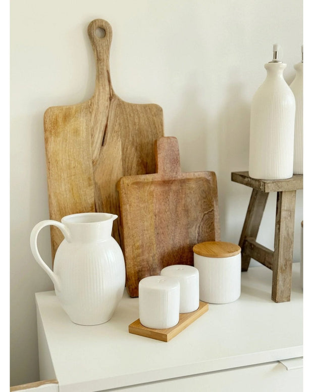 White Ceramic Ribbed Salt And Pepper Shaker Set - Kitchen & DiningKitchen & Dining - Lulu Loves Home