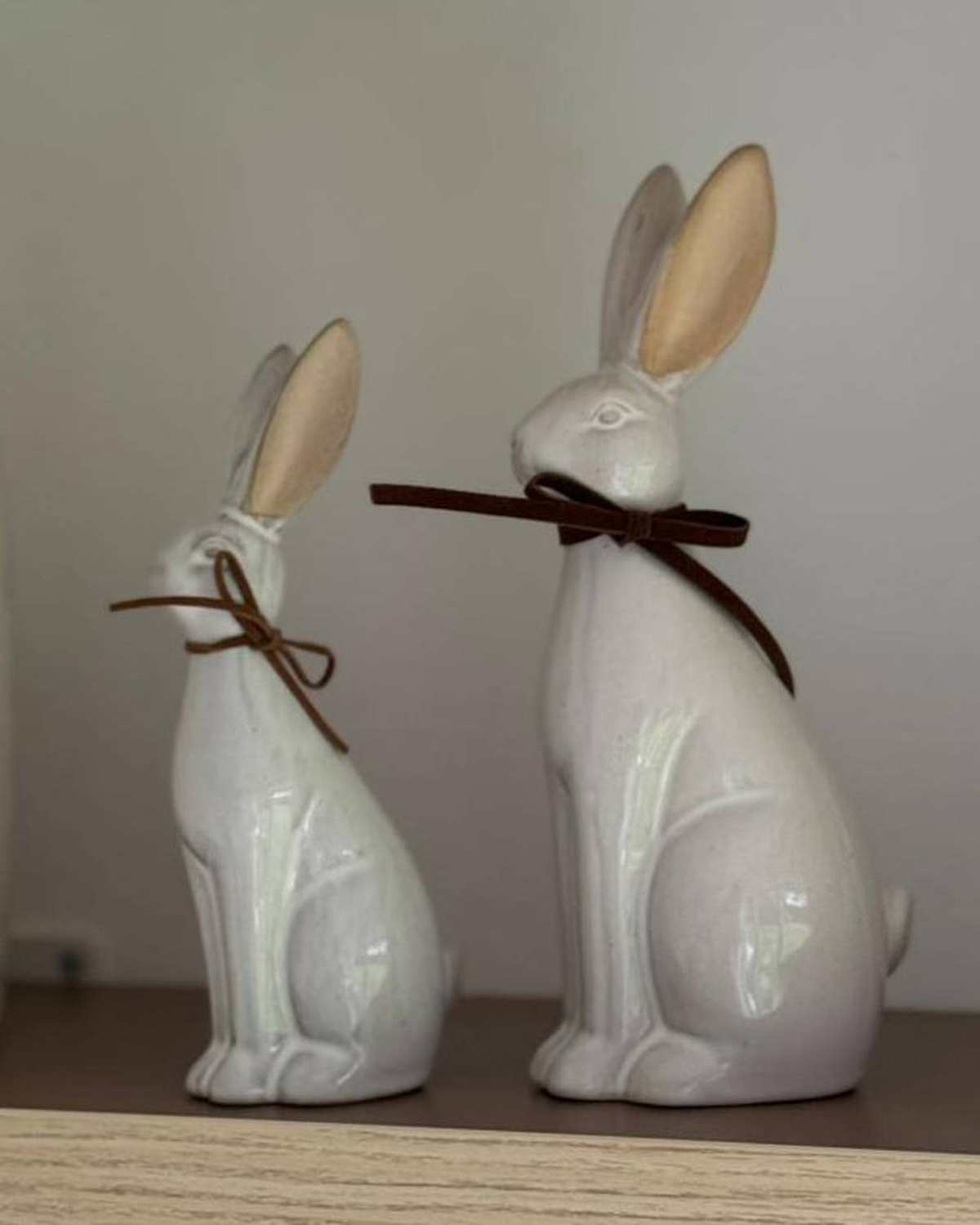 White Ceramic Sitting Bunny Rabbit - Set of Two