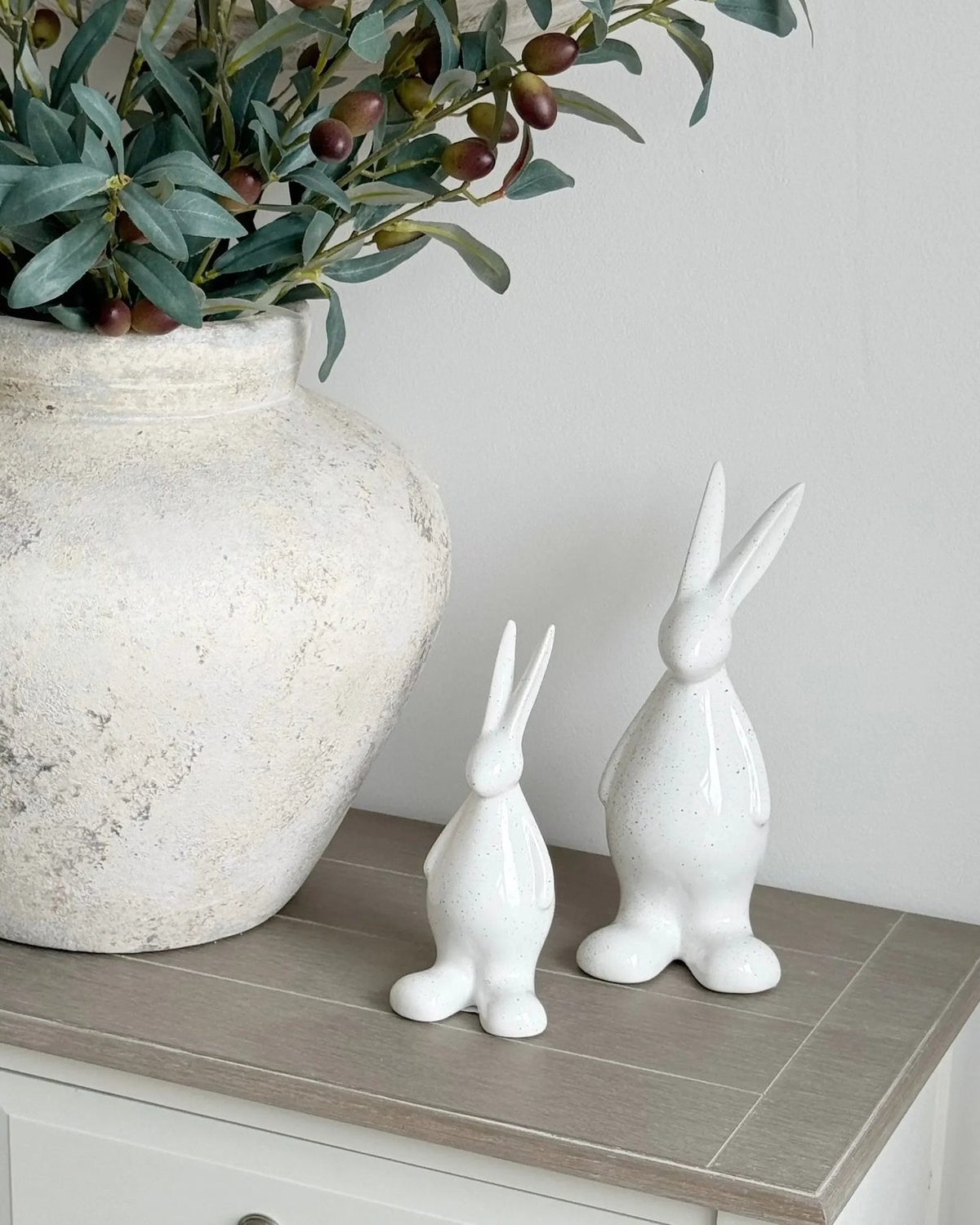 White Ceramic Speckled Standing Bunny Rabbit - Lulu Loves Home Lulu Loves Home 
