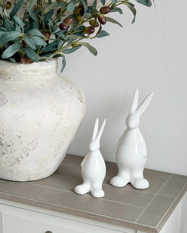 White Ceramic Speckled Standing Bunny Rabbit - Lulu Loves Home Lulu Loves Home 