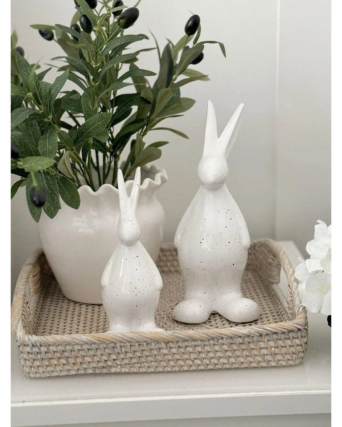 White Ceramic Speckled Standing Bunny Rabbit - Lulu Loves Home Lulu Loves Home 