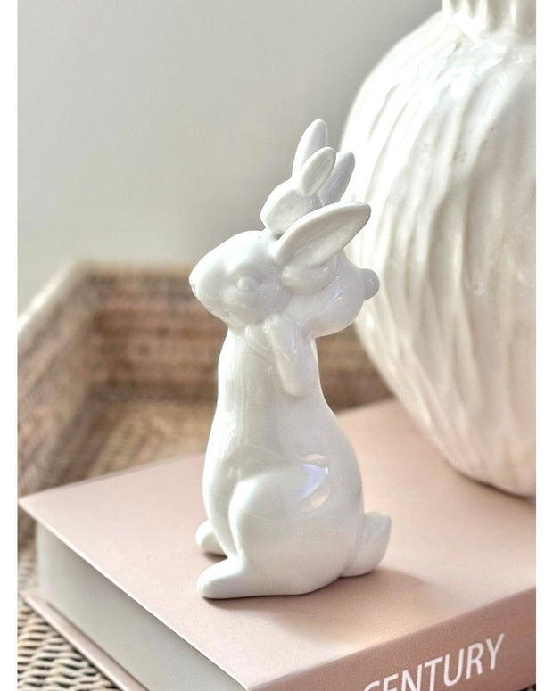 White Cetamic Bunny Rabbit Family