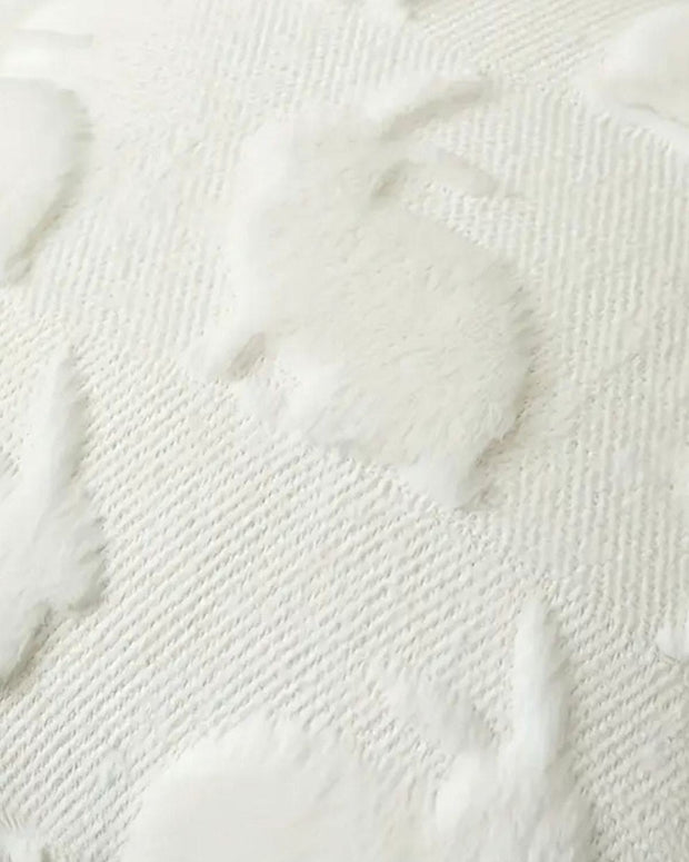 White Chenille Bunny Cushion Cover