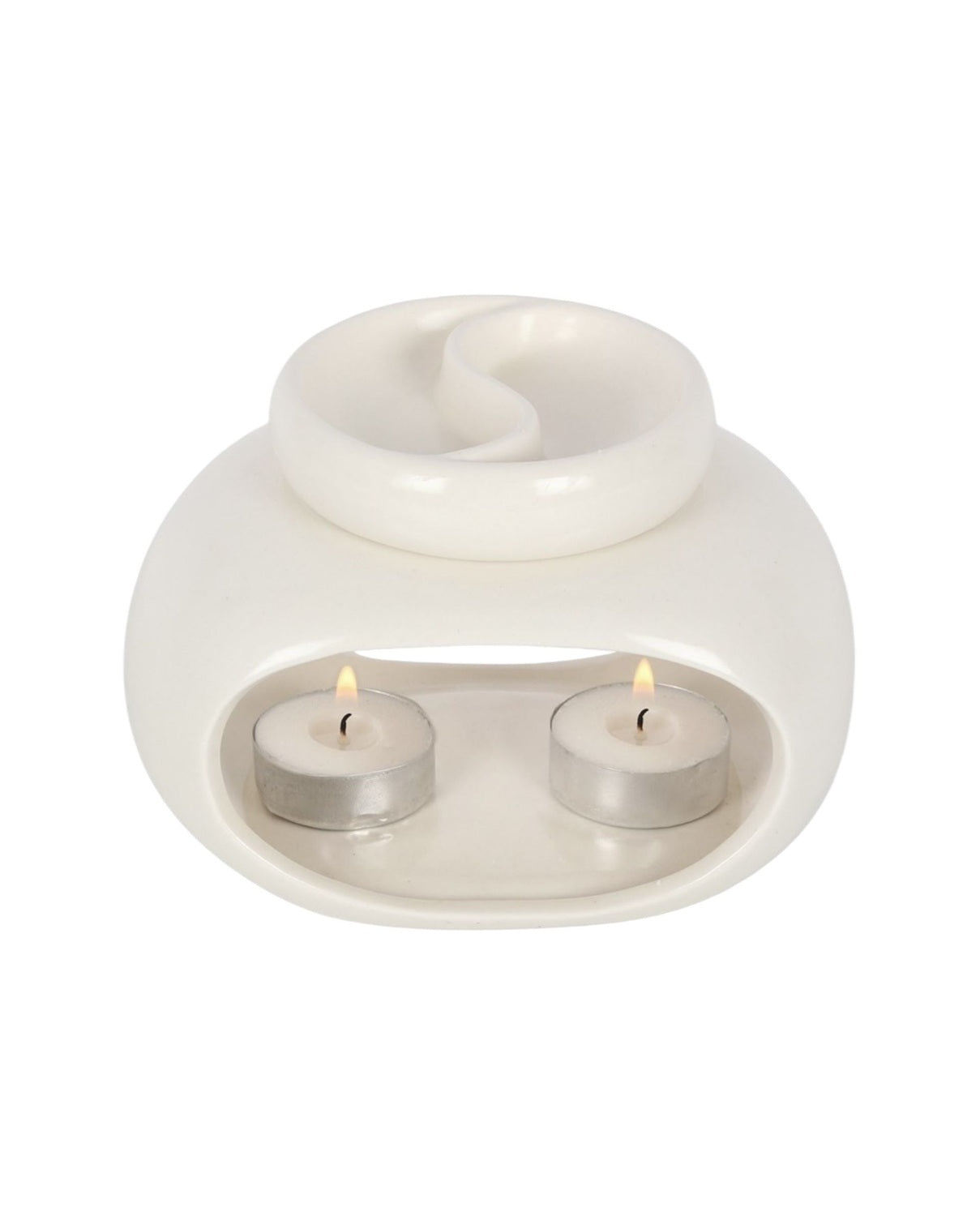 White Double Bowl Wax Melt Oil Burner