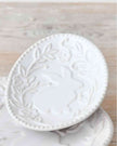 White Embossed Egg Shaped Bunny & Flower Dish