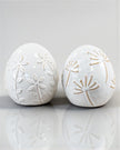 White Flower Egg Ornament - Set of Two