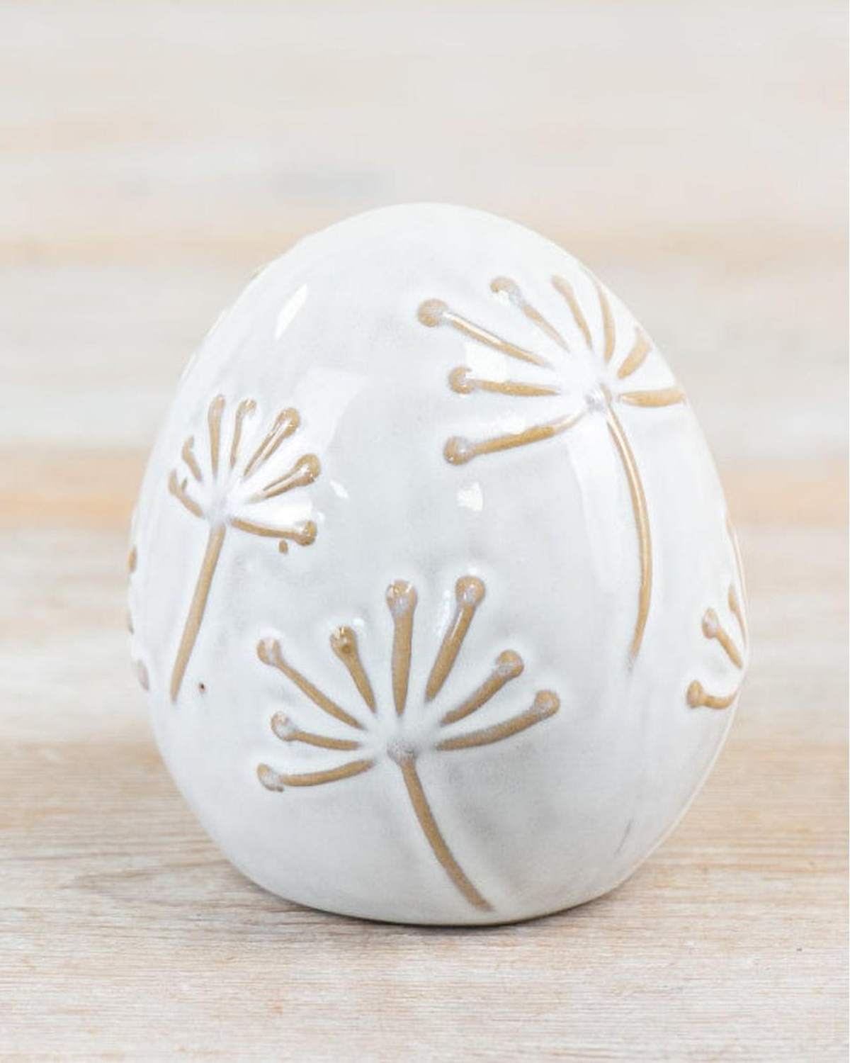 White Flower Egg Ornament - Set of Two