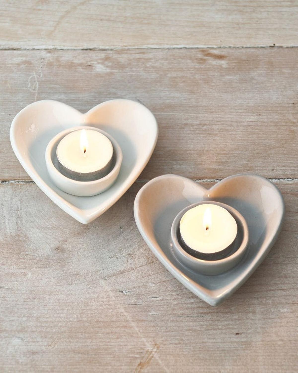 White Heart Tealight Candle Holder