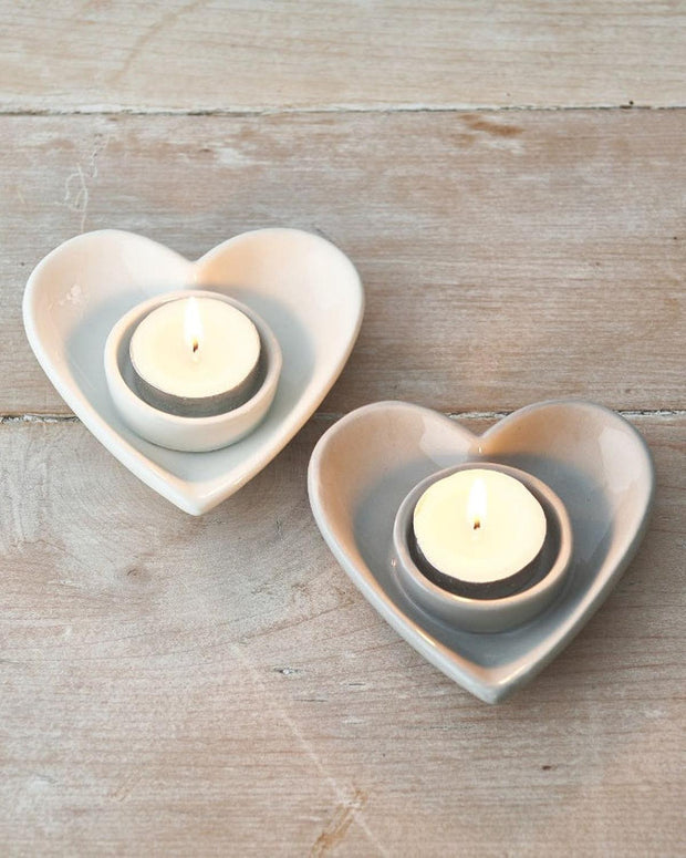 White Heart Tealight Candle Holder