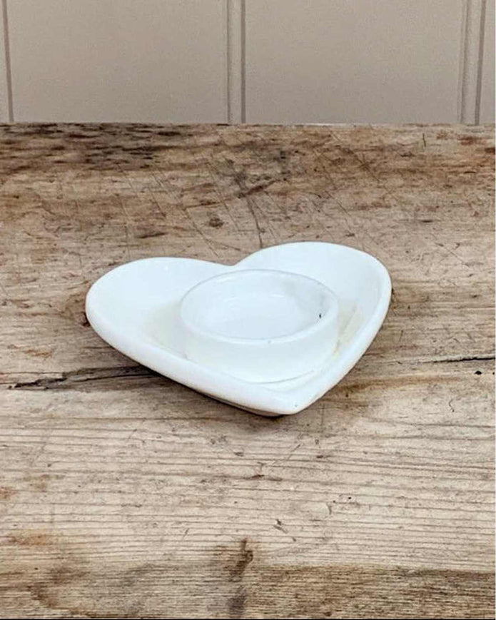 White Heart Tealight Candle Holder