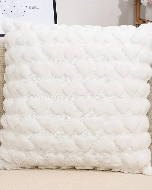 White Heart Woven Design Cushion Cover - PRE ORDER TWO WEEK DELIVERY