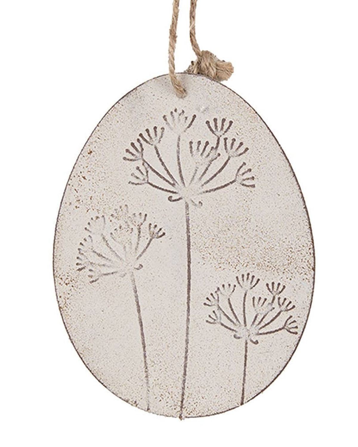 White Iron Oval Decorative Hanging Egg - Large