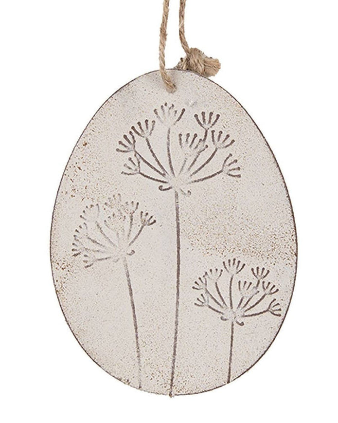 White Iron Oval Decorative Hanging Egg - Large