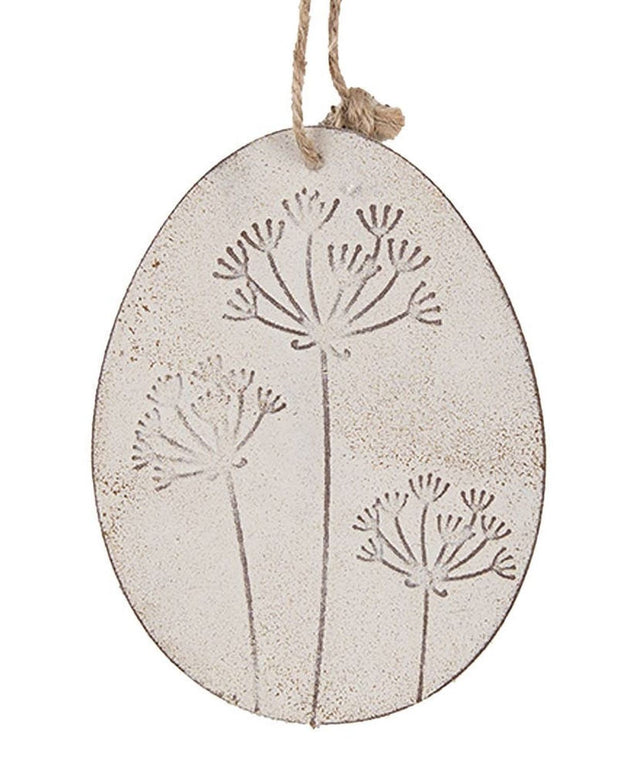 White Iron Oval Decorative Hanging Egg - Large