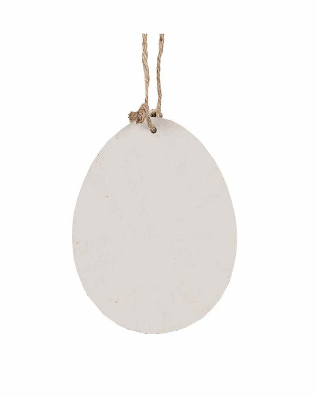 White Iron Oval Decorative Hanging Egg - Large