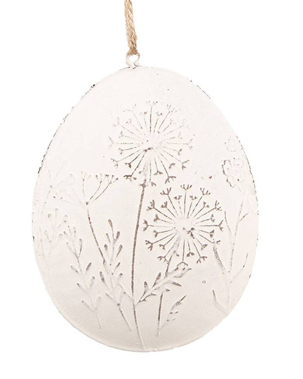 White Iron Oval Decorative Hanging Egg - Small
