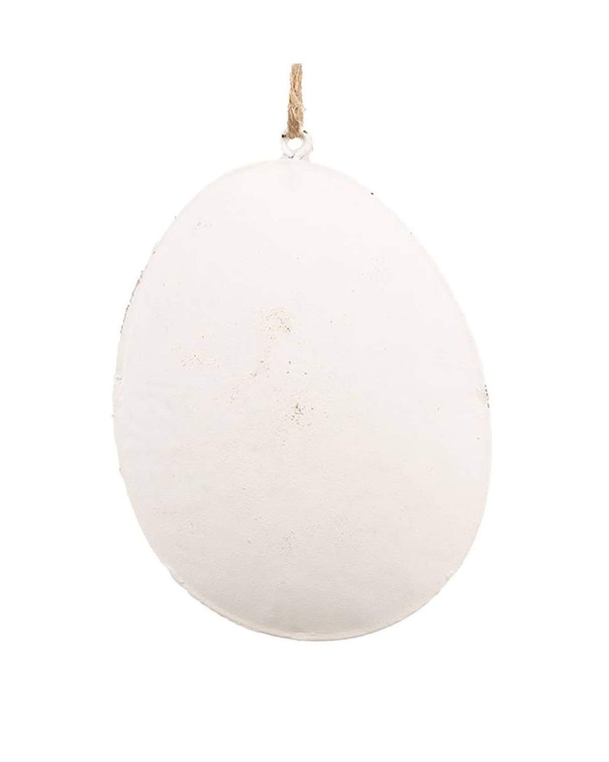 White Iron Oval Decorative Hanging Egg - Small