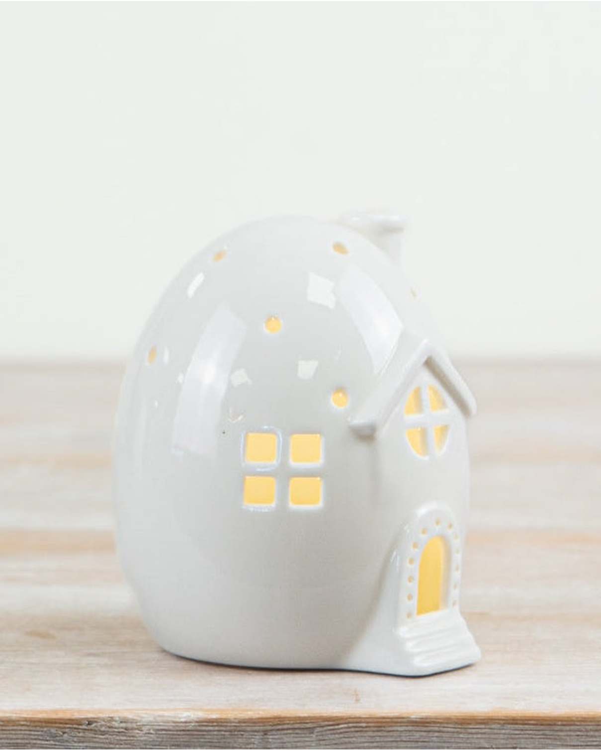 White LED Light Up Egg Houses - Set Of Two