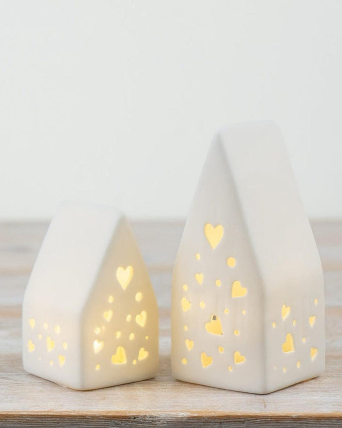 White LED Light Up Heart House