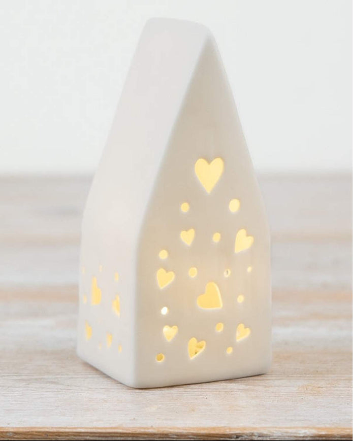White LED Light Up Heart House