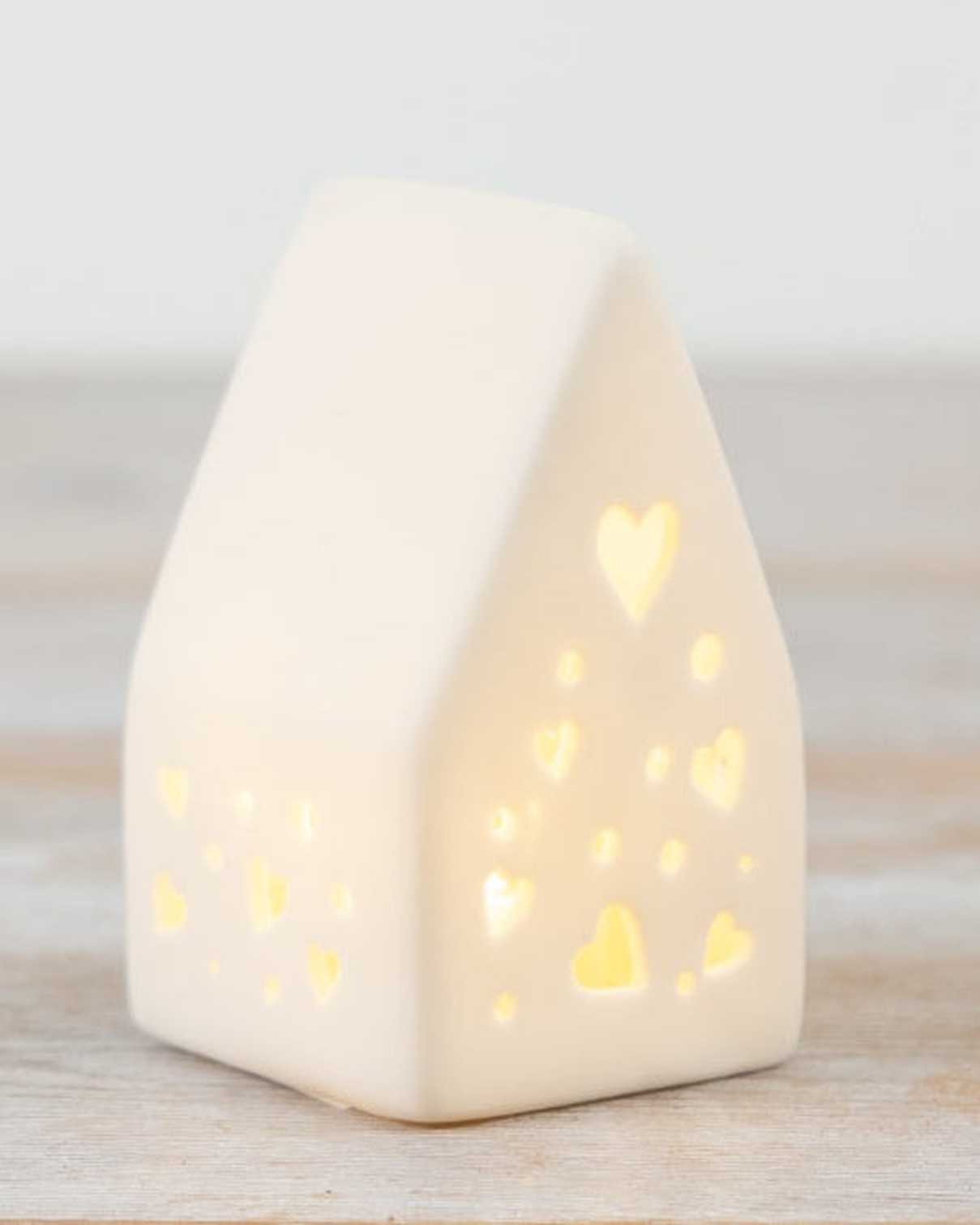 White LED Light Up Heart House