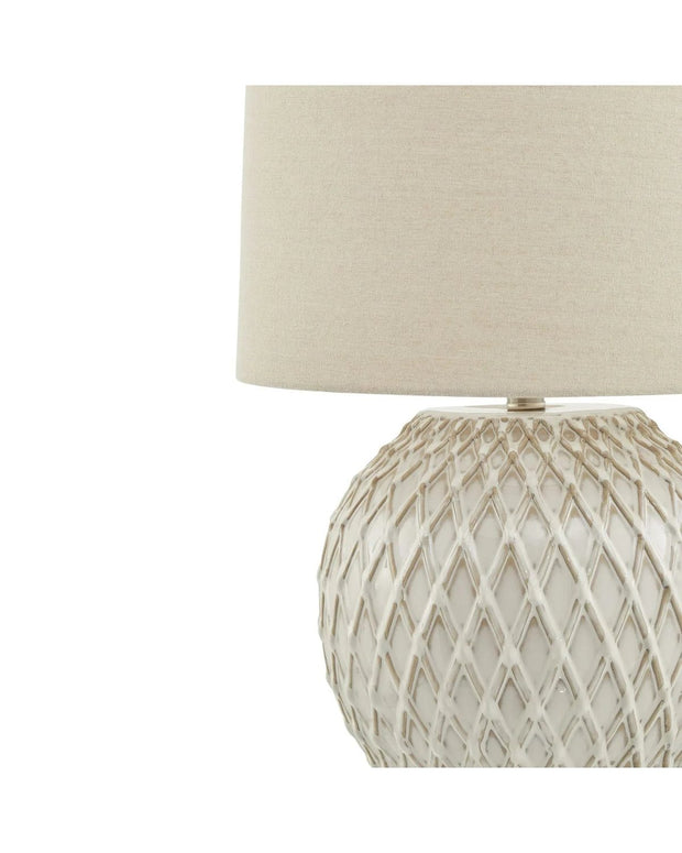 White Lattice Ceramic Table Lamp - PRE ORDER SIX WEEK DELIVERY - LightingLighting - Lulu Loves Home