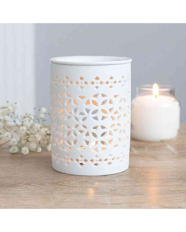 White Matte Cut Out Oil Burner and Wax Warmer