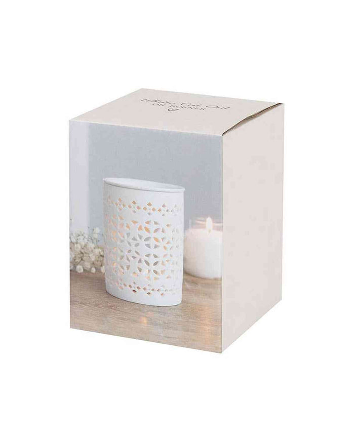 White Matte Cut Out Oil Burner and Wax Warmer