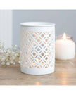 White Matte Lattice Cut Oil Burner and Wax Warmer