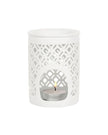 White Matte Lattice Cut Oil Burner and Wax Warmer