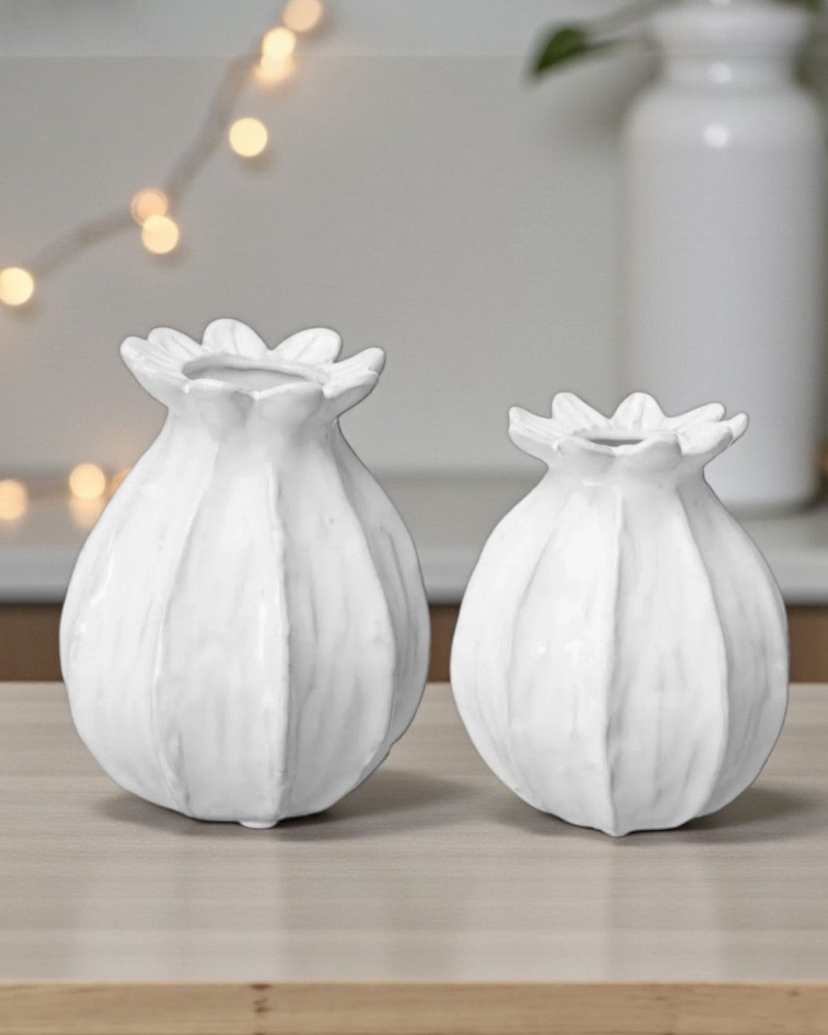 White Poppy Seed Head Vase