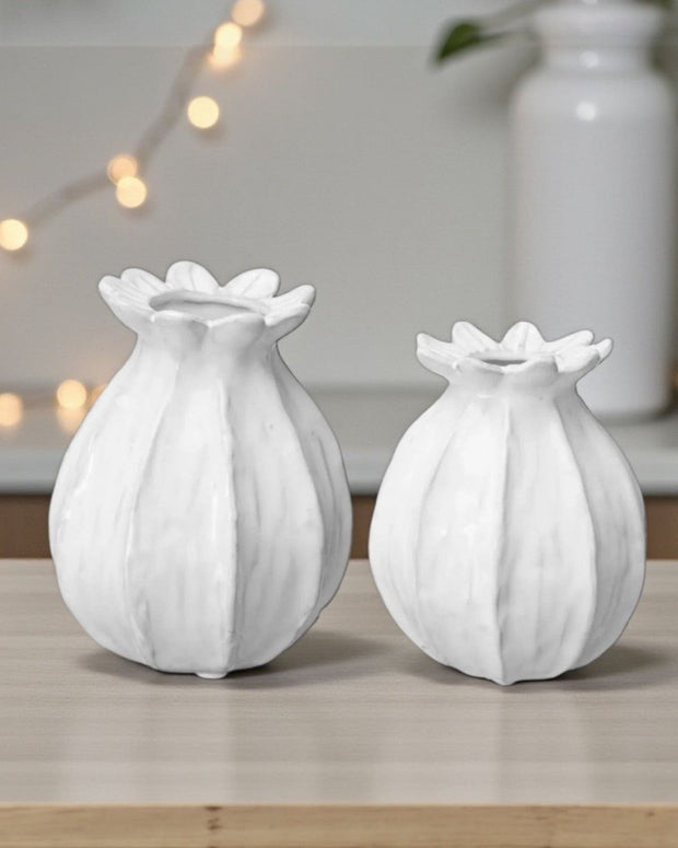 White Poppy Seed Head Vase