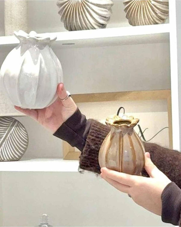 Beige Poppy Seed Head Vase