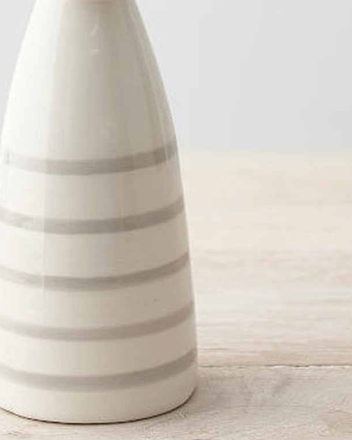 White Stripped Ceramic Neutral Bunny Rabbit