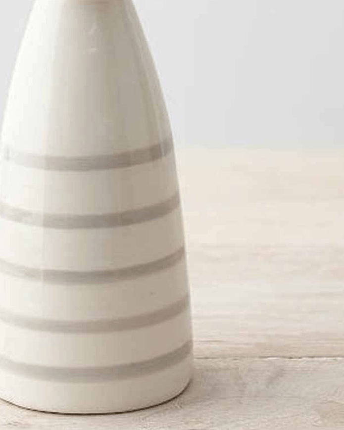 White Stripped Ceramic Neutral Bunny Rabbit