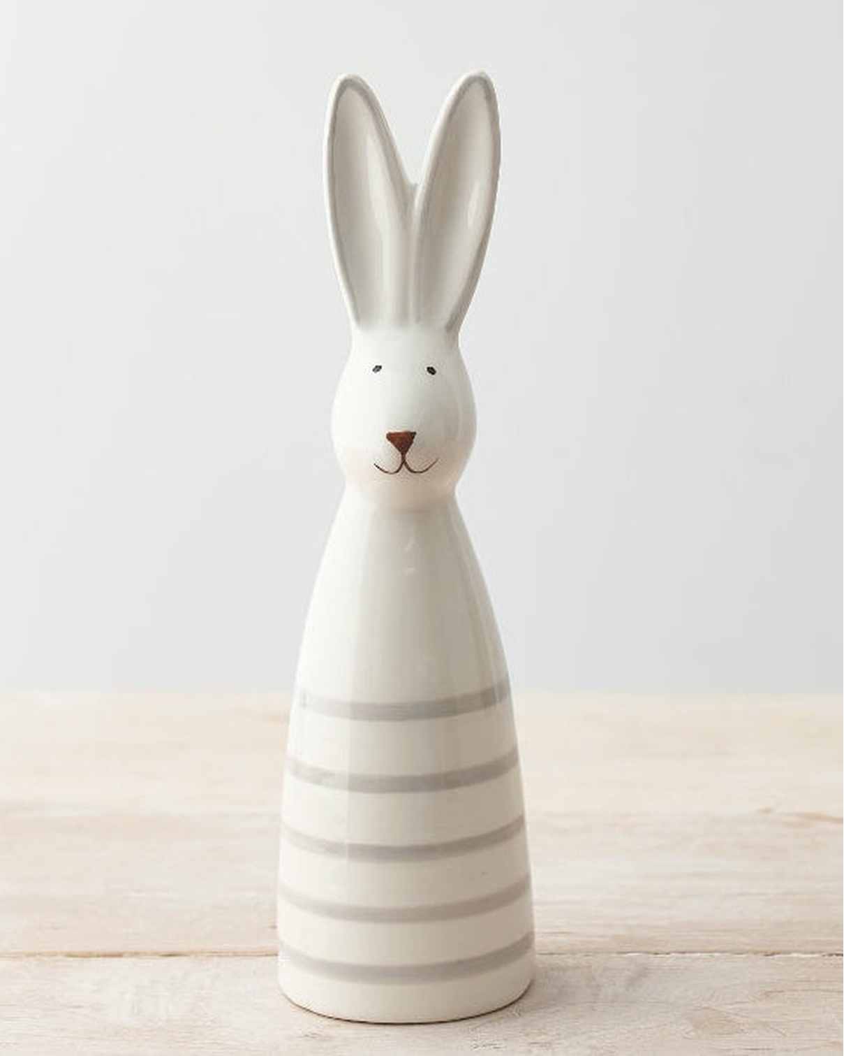 White Stripped Ceramic Neutral Rabbit