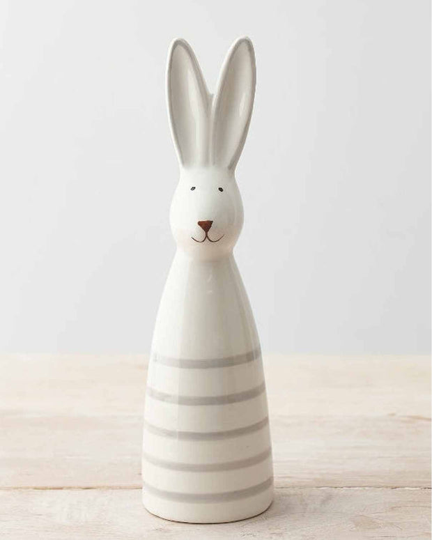 White Stripped Ceramic Neutral Rabbit