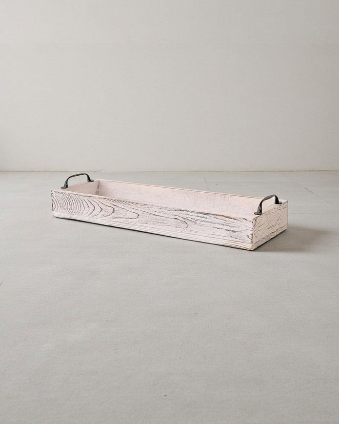 White Wooden Handled Tray