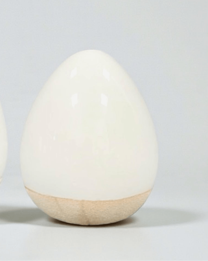 White and Beige Ceramic Egg Decor