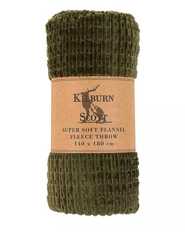 Winson Flannel Olive Green Throw