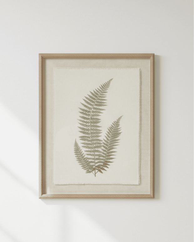 Wooden Framed Vintage Wall Art Print - Green Ferns