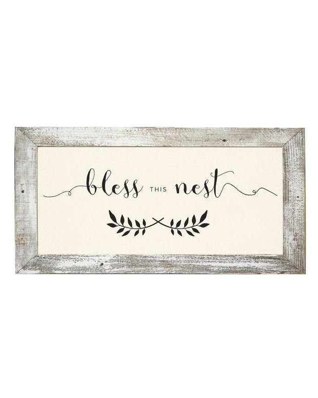 Wooden Rustic Large Framed Sign - Bless This Nest PRE ORDER UP TO SIX WEEK DELIVERY TIME - Lulu Loves Home