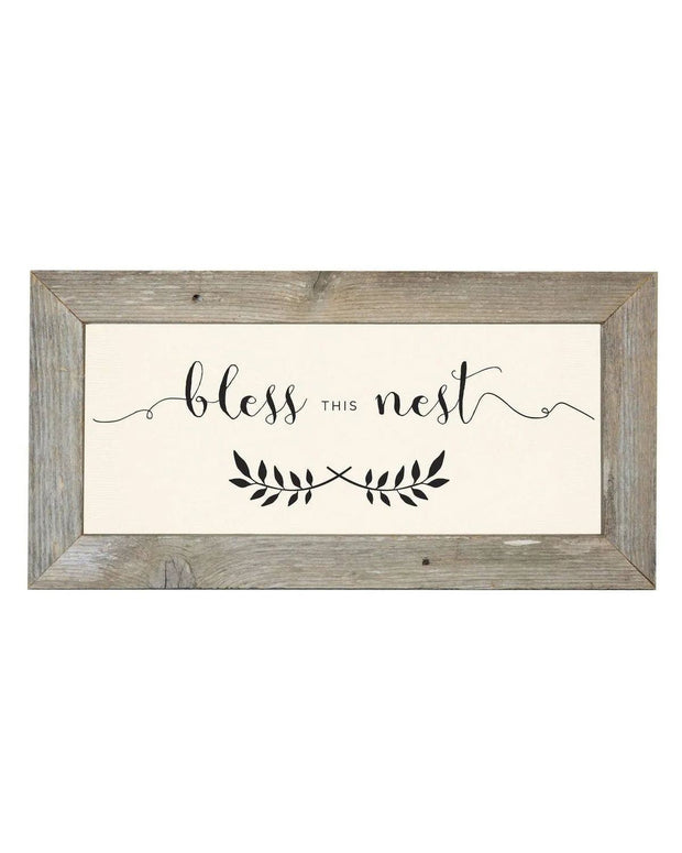 Wooden Rustic Large Framed Sign - Bless This Nest PRE ORDER UP TO SIX WEEK DELIVERY TIME - Lulu Loves Home